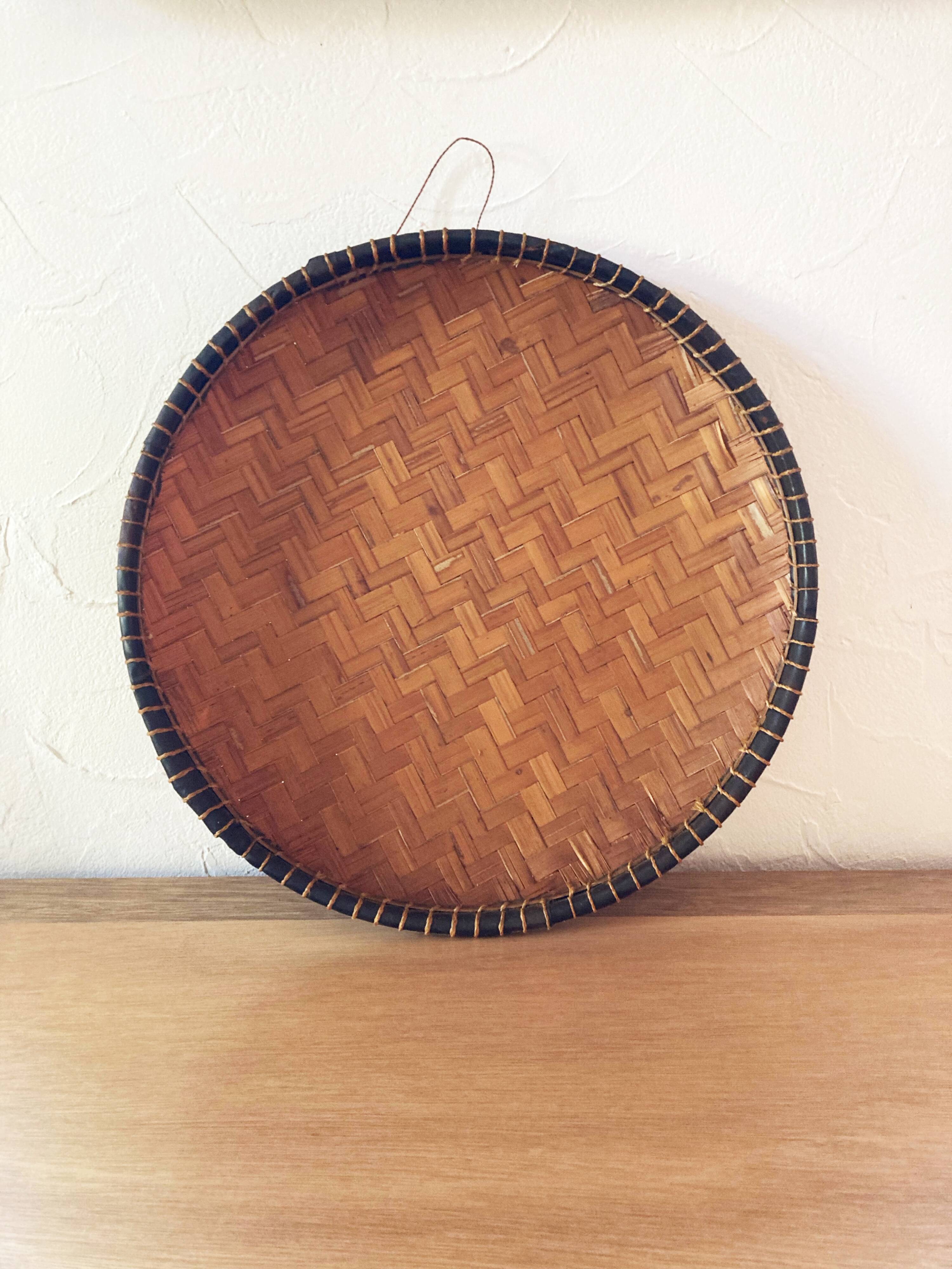 Bamboo and leather fruit basket