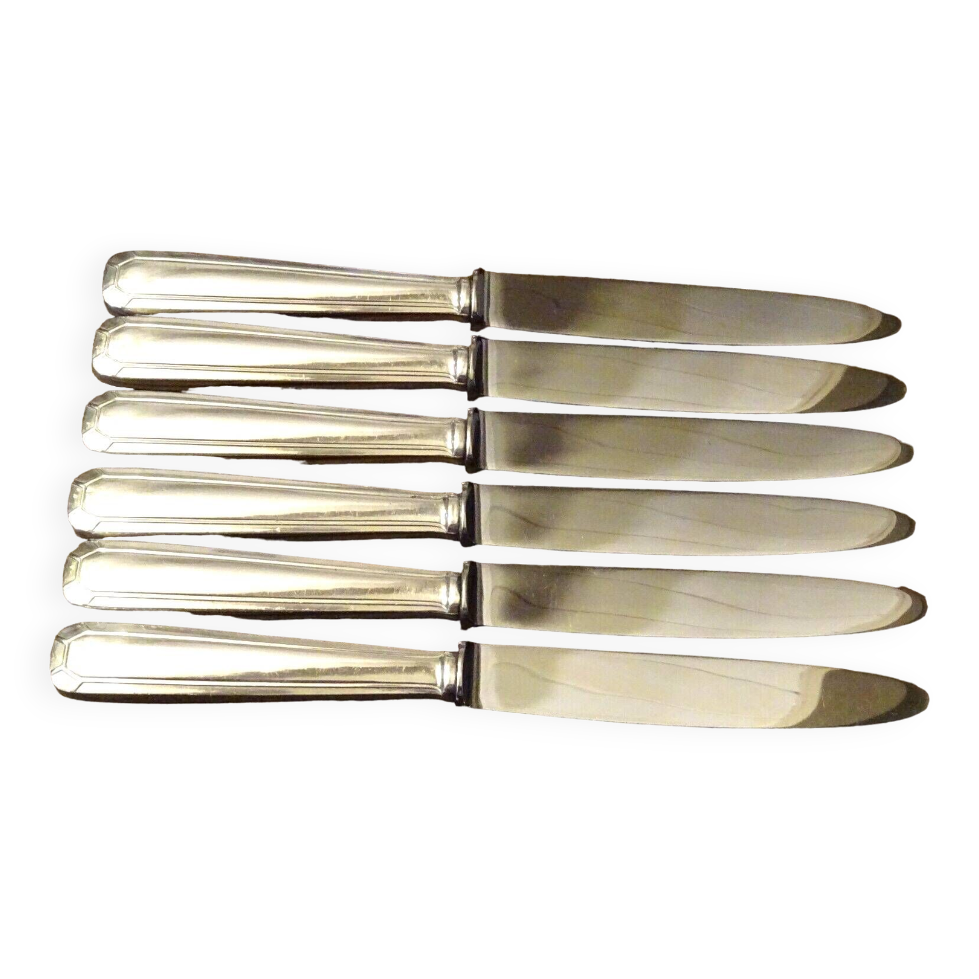 Lot De 6 Couteaux à Entremets Kirby Beard & Co Métal Argenté Ancien