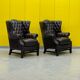 Vintage leather chesterfield wingback armchair (price is for one)