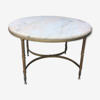 Table basse de style Louis XV laiton marbre de carare