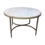 Coffee table of style Louis XV brass marble carare