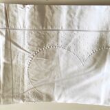 Large monogrammed old embroidered sheet of 235 cm x 330 cm material: linen and cotton