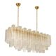 Luxury Italian Rectangular "Square ” Murano Glass Gold Chandelier by Simoen