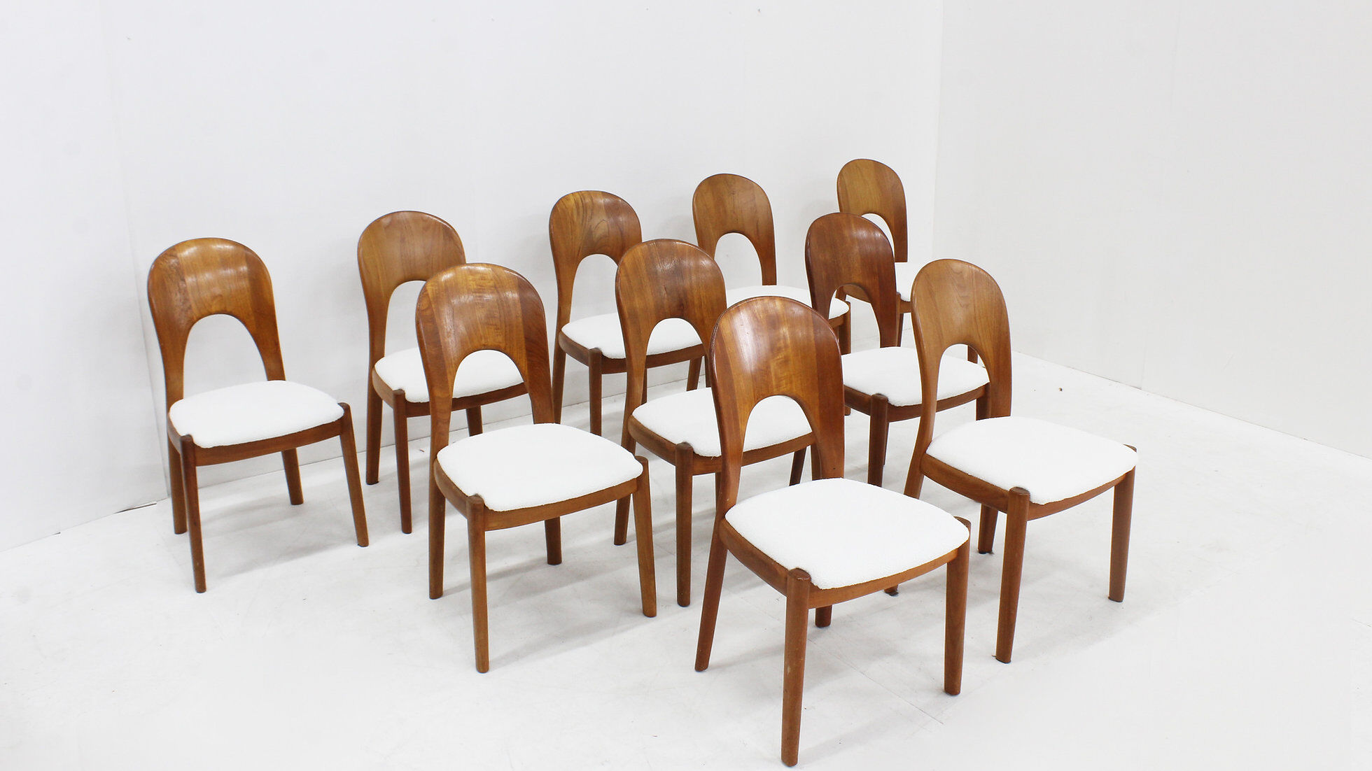 Vintage Danish dining chairs by Niels Koefoed solid teak, set of 10