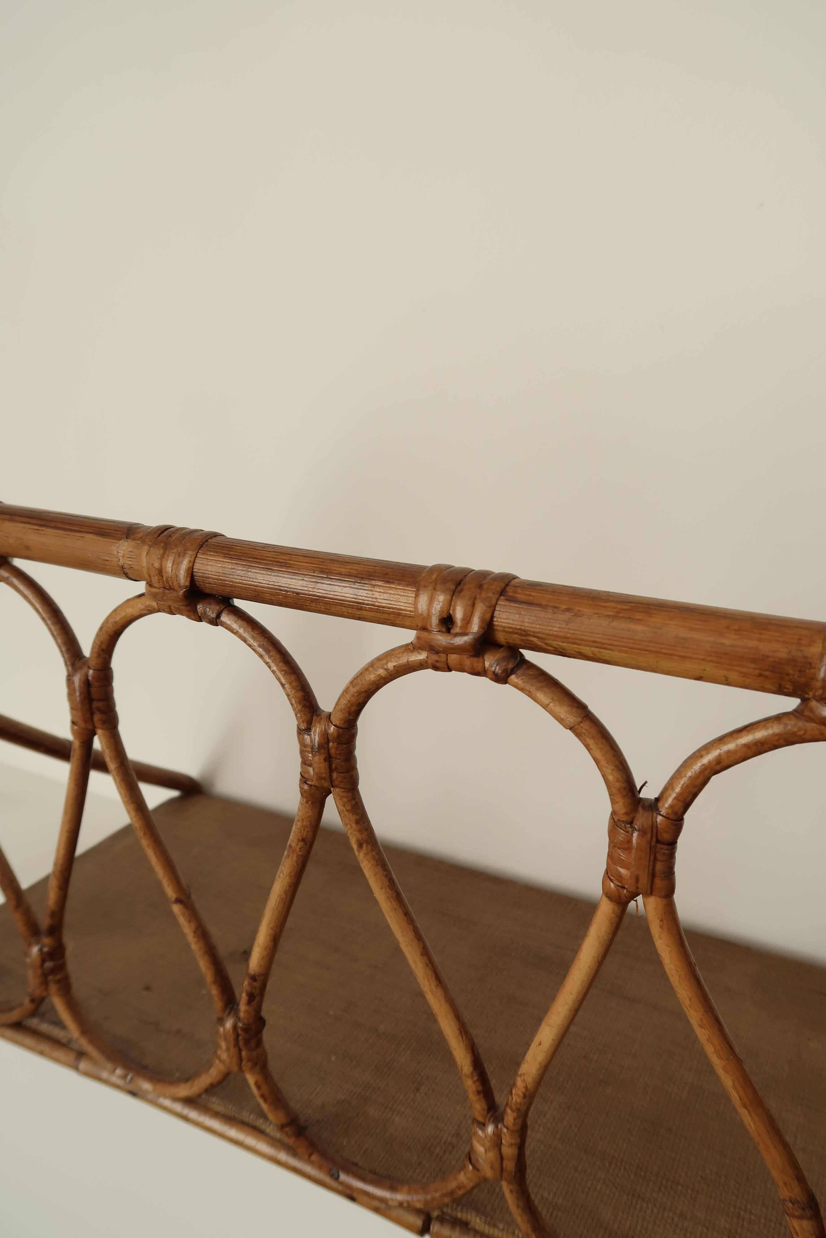 Pair of rattan wall shelves