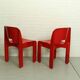 Ensemble de 2 chaises en plastique Universelle Red Joe Colombo de Kartell, Italie, 1967