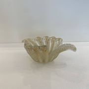Murano Barovier 'Zebrati' Decor Glass Shell Bowl Hollywood Regency, 1960s