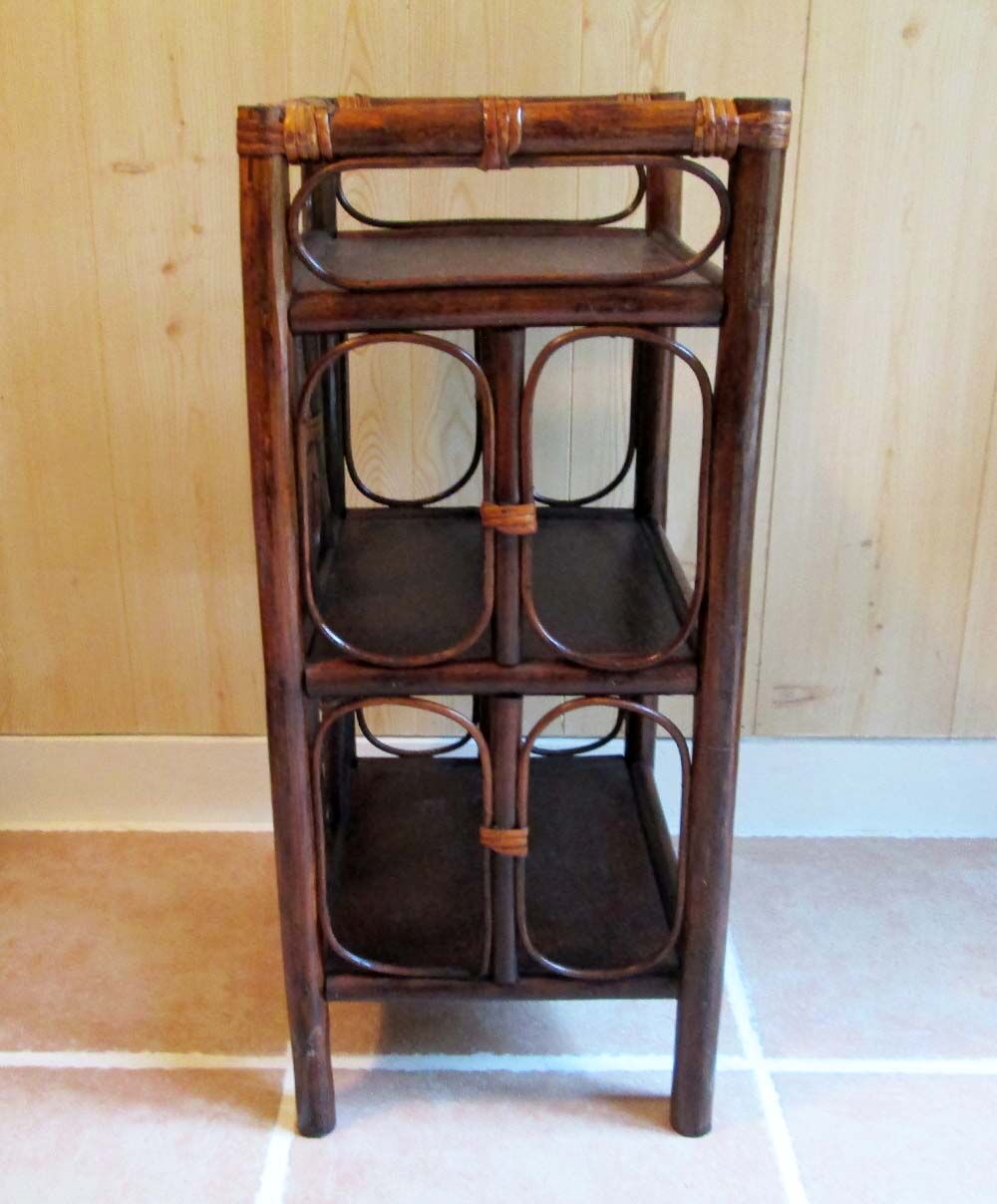 Rattan and wood shelf cabinet