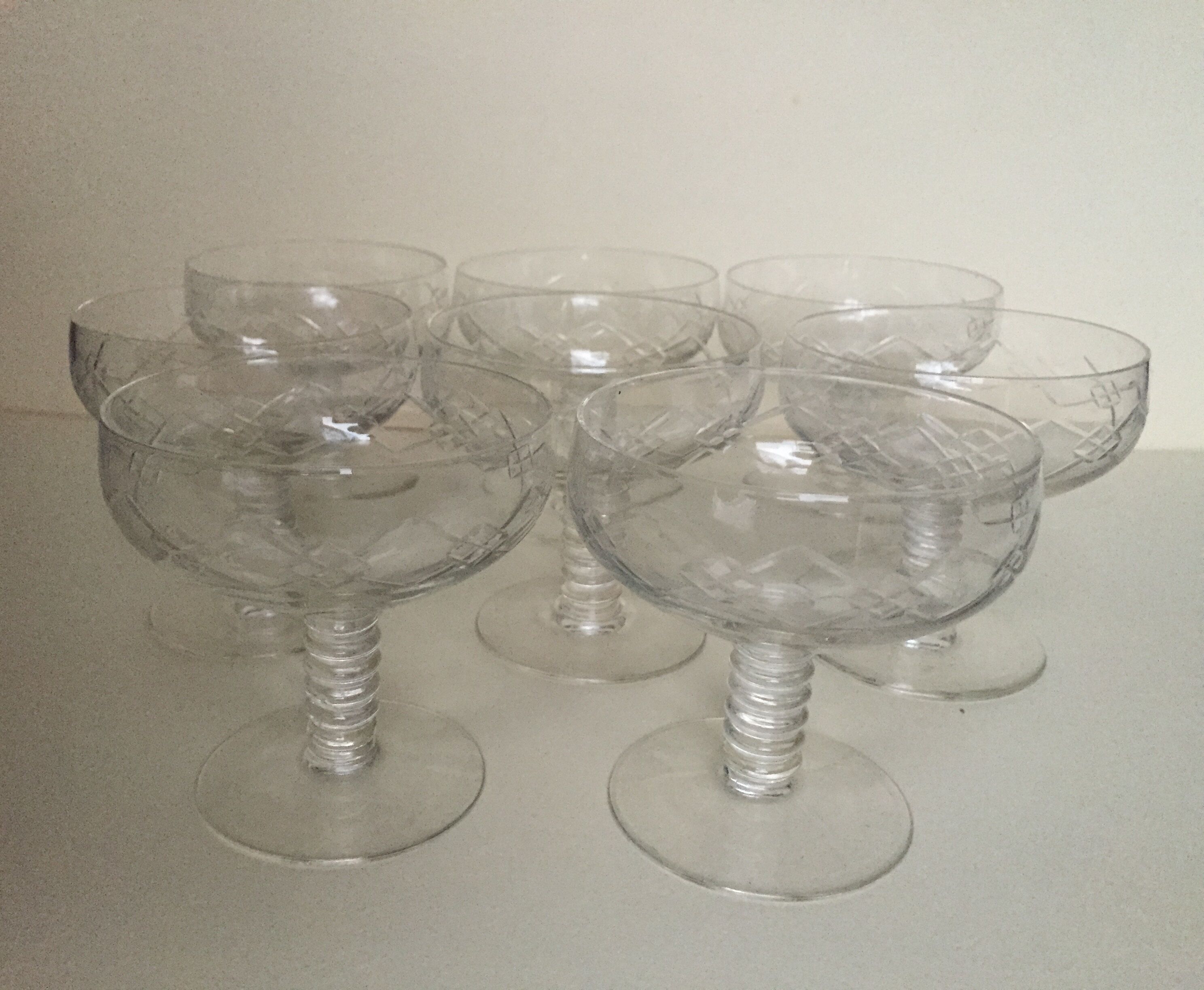 Set of eight champagne glasses