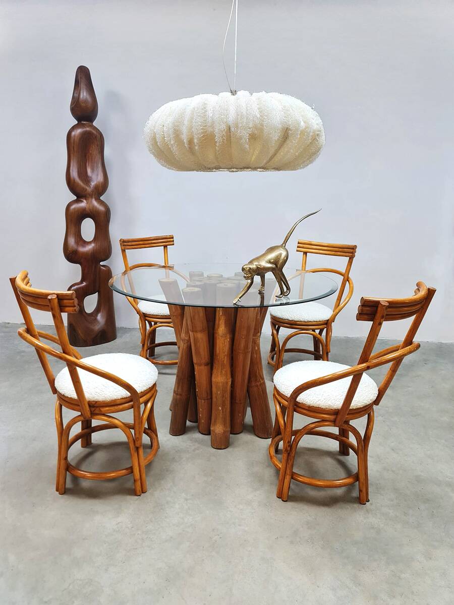 Vintage fifties bamboo dining table 1950