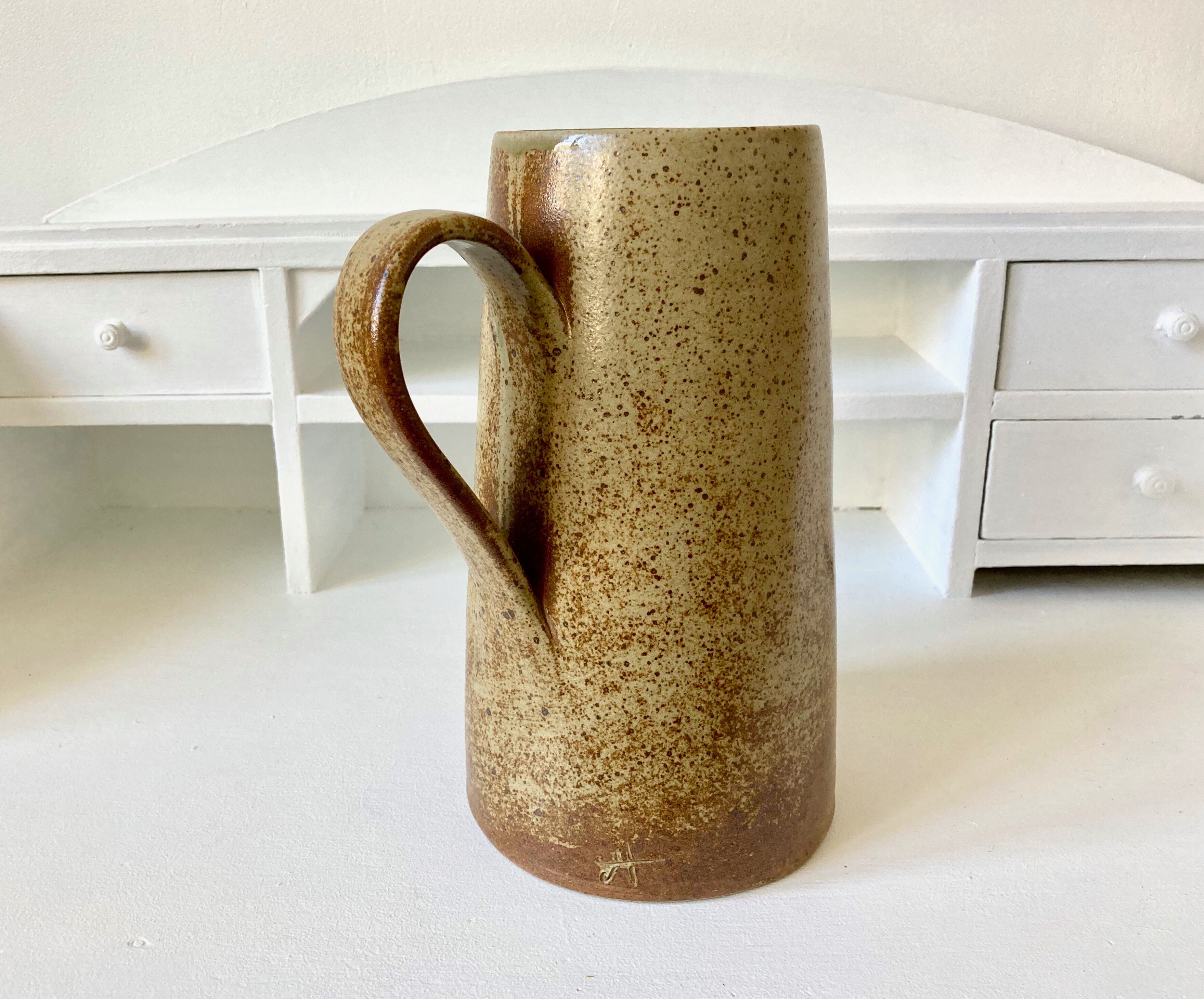 Pitcher sandstone vase signed
