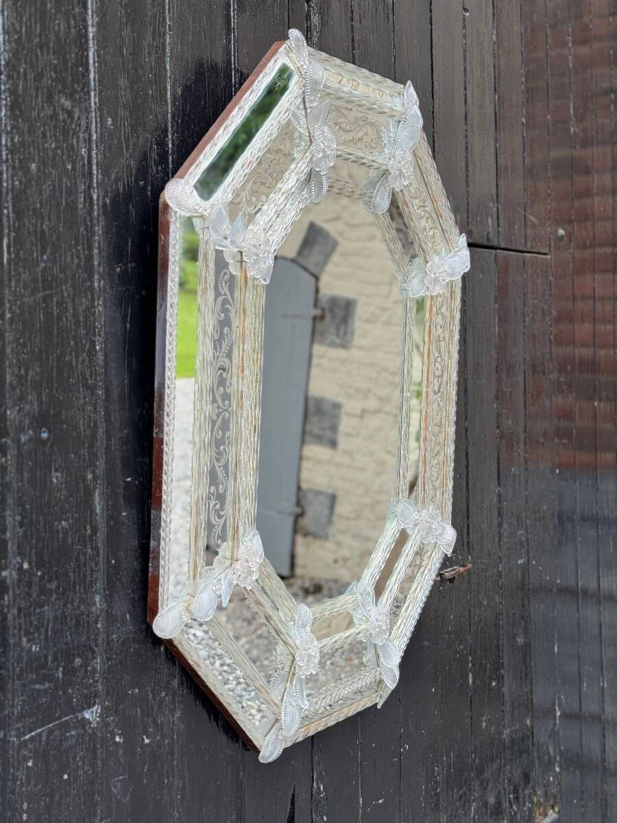 Venetian mirror in colorless Murano glass circa 1920