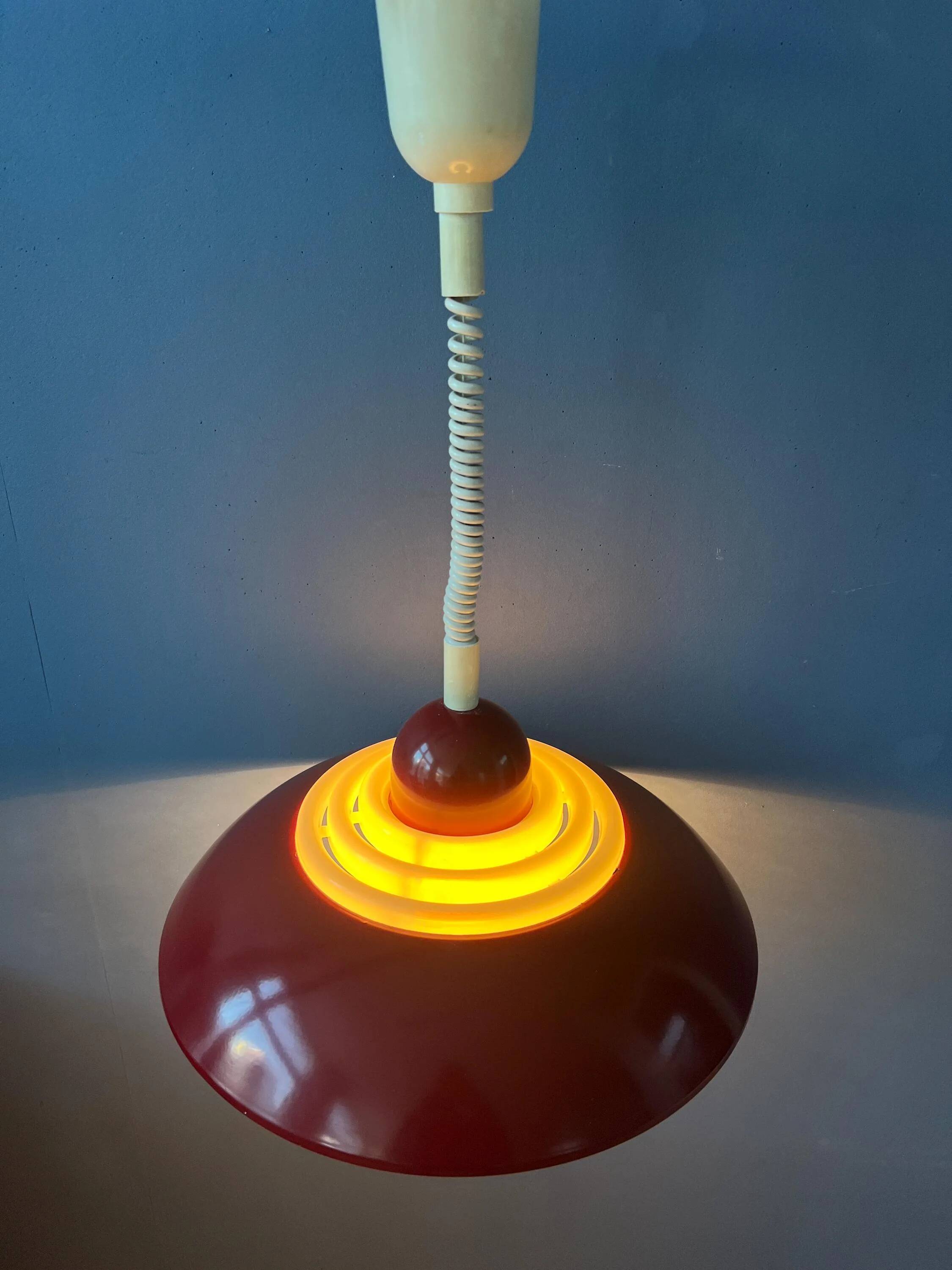Red Scandinavian suspension lamp Space Age by Knud Christensen