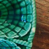 Antique green majolica oyster dish – Sarreguemines