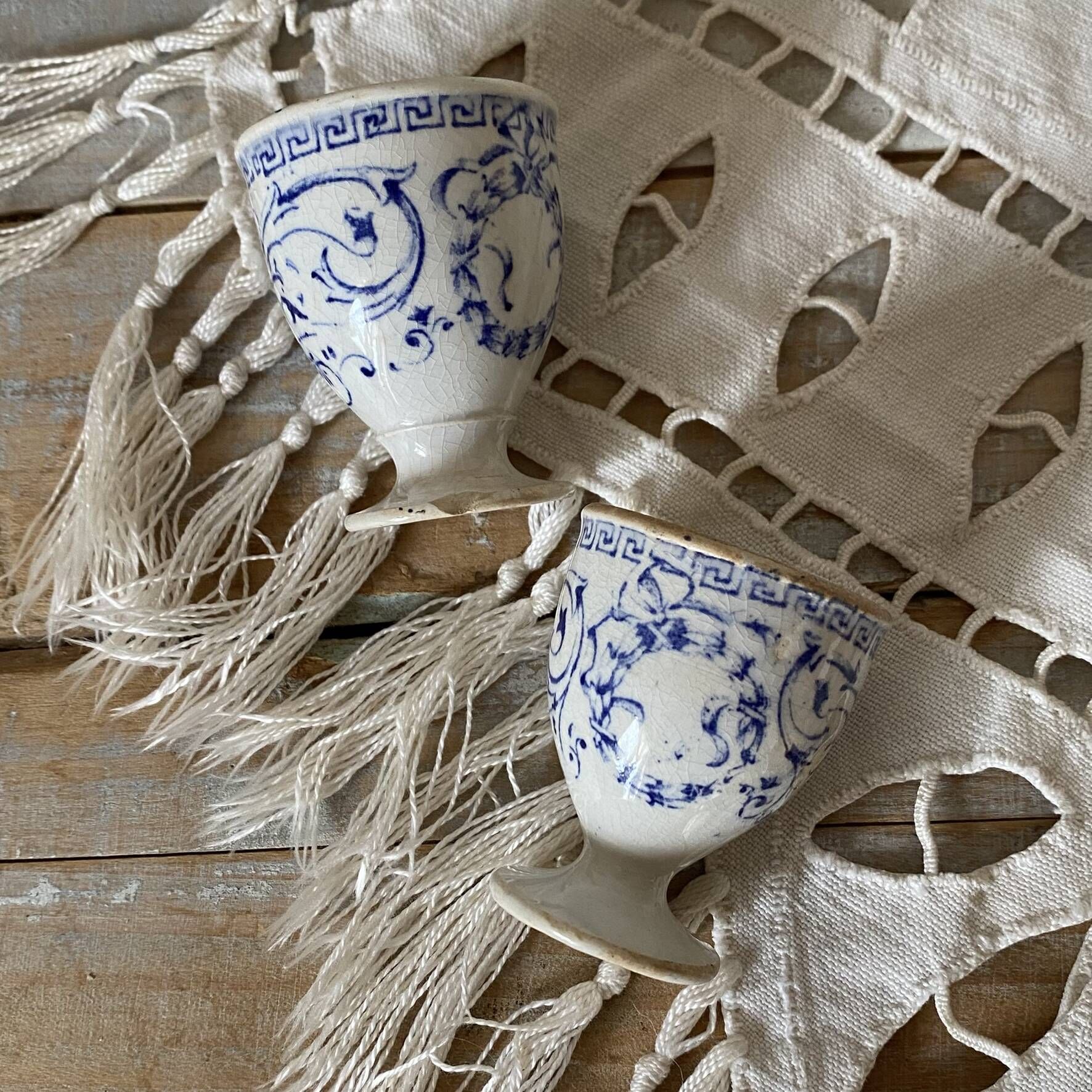 Antique ironstone egg cups