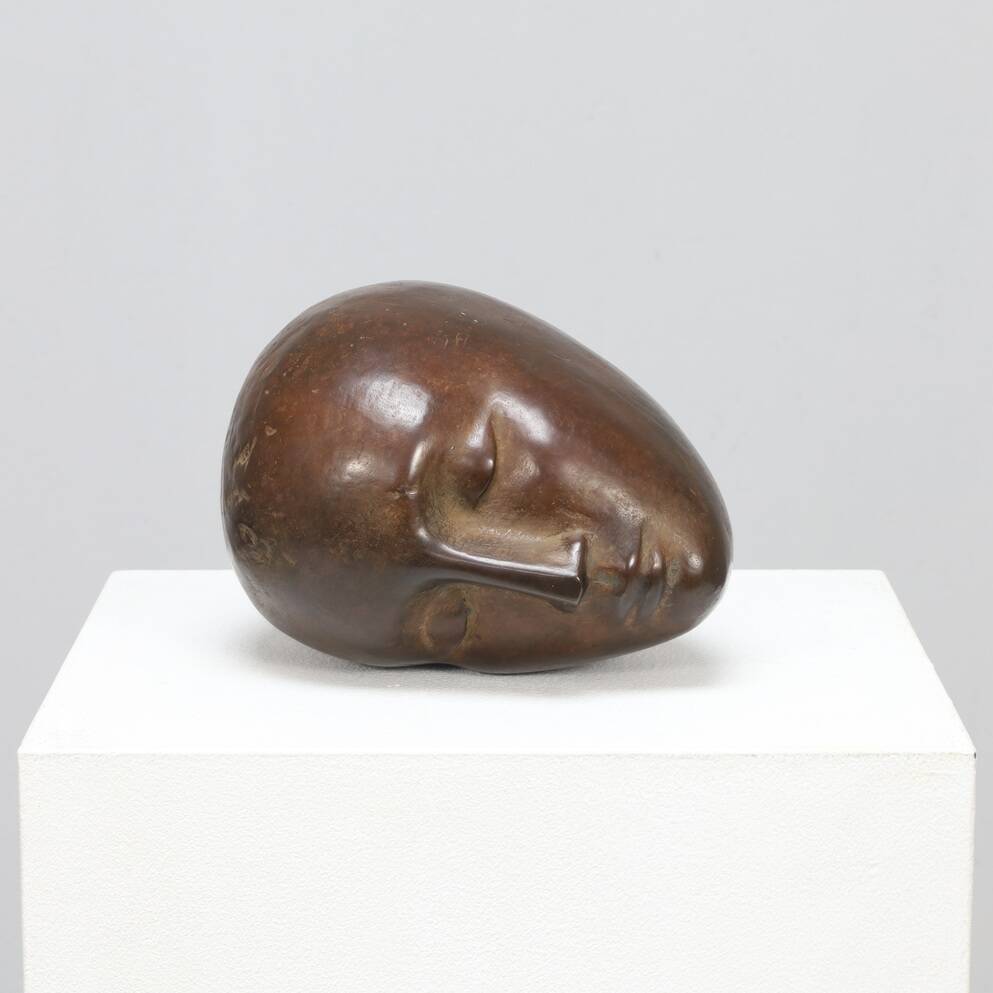 Bronze Sculpture – Abstracted Head, 20th Century