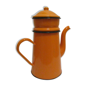Orange enamel coffee pot vintage