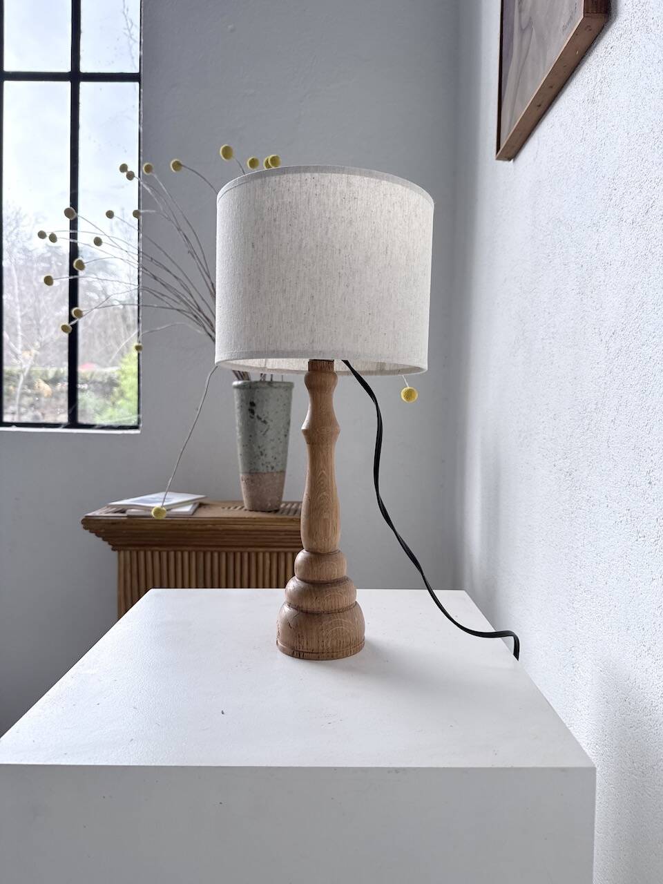 Lampe de bureau en bois chêne clair 1950