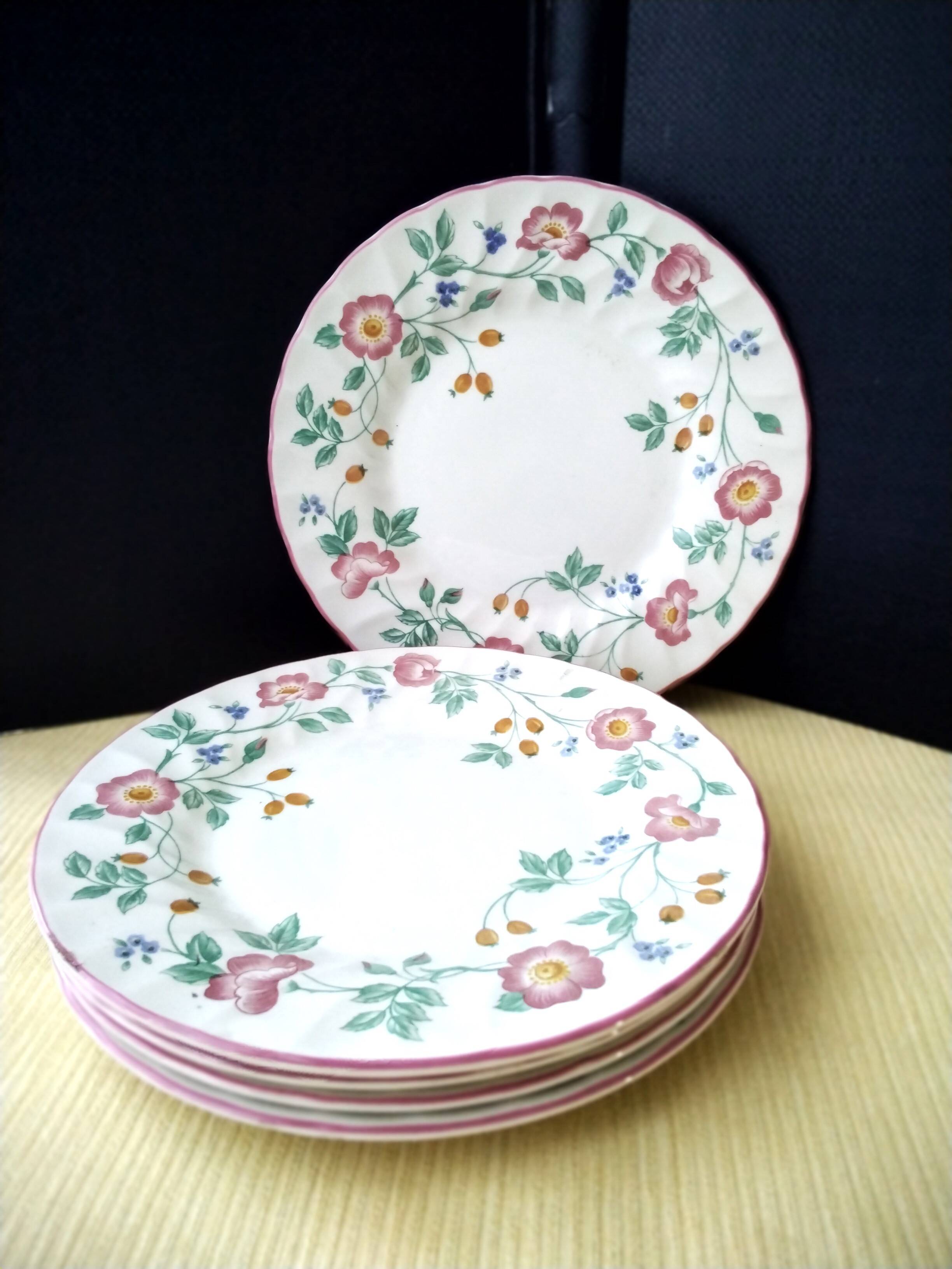 5 Churchill Staffordshire Briar Pink Dessert Plates