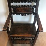 Set of an armchair and a pair of chairs in Italian Renaissance walnut