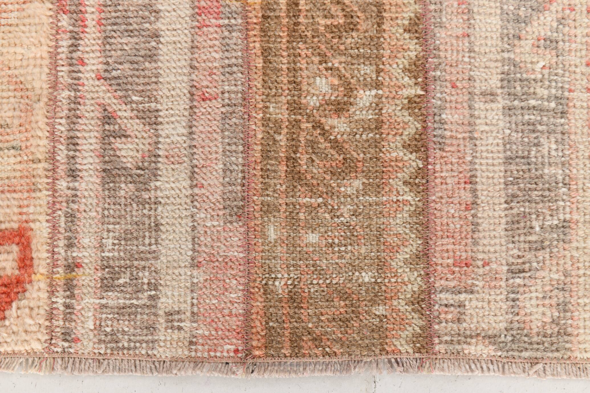 Tapis pour couloir rouge et beige, tapis vintage coureur, 70x289 cm