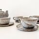 Service à café, tasses en grès émaillé vintage