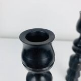 Pair of vintage ethnic blackened wood candlesticks
