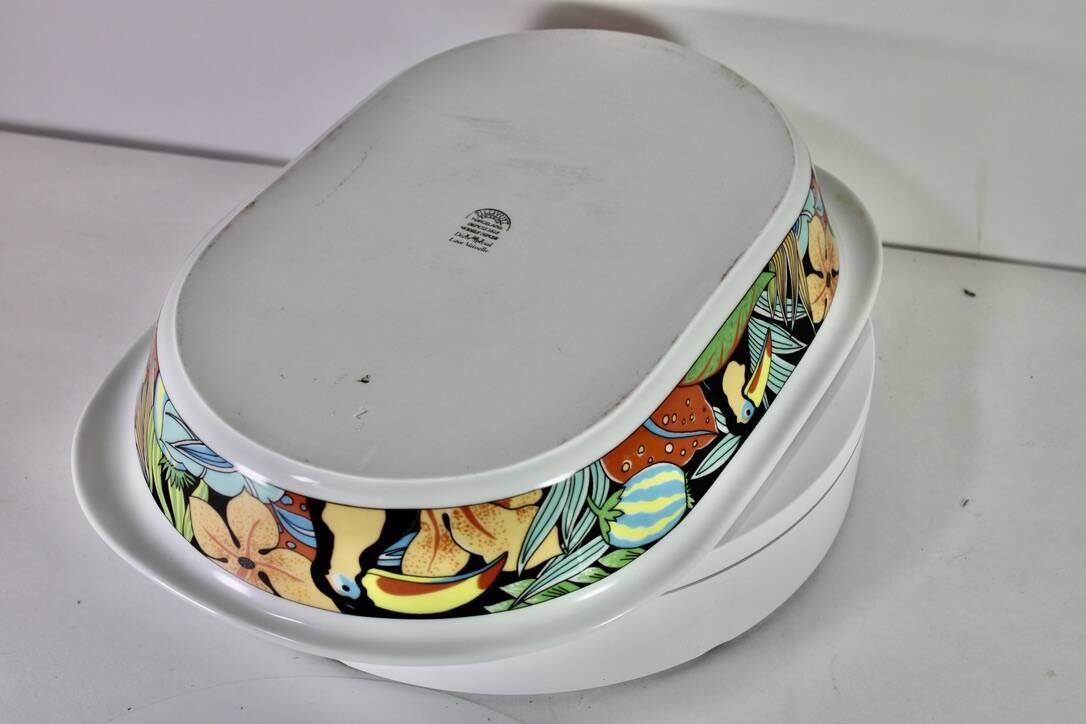 Plat Pillivuyt Toucan porcelaine Paris 1980