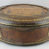 Old box made of wood and leather 19th century