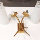 Wall lamp with 2 branches L 30 cm - H 30 cm - Size of embossed and white screen-printed glasses: H 15