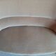 2-seater Louis XV style sofa - arched legs - Art Deco patterned velvet fabric - Beige