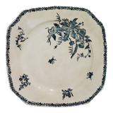 Octagonal serving dish in Pexonne earthenware model Fleurs de Champs, iron earth