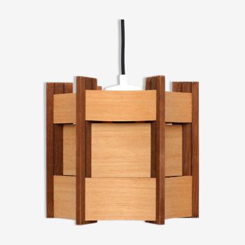 Danish wooden pendant lamp, 60’s