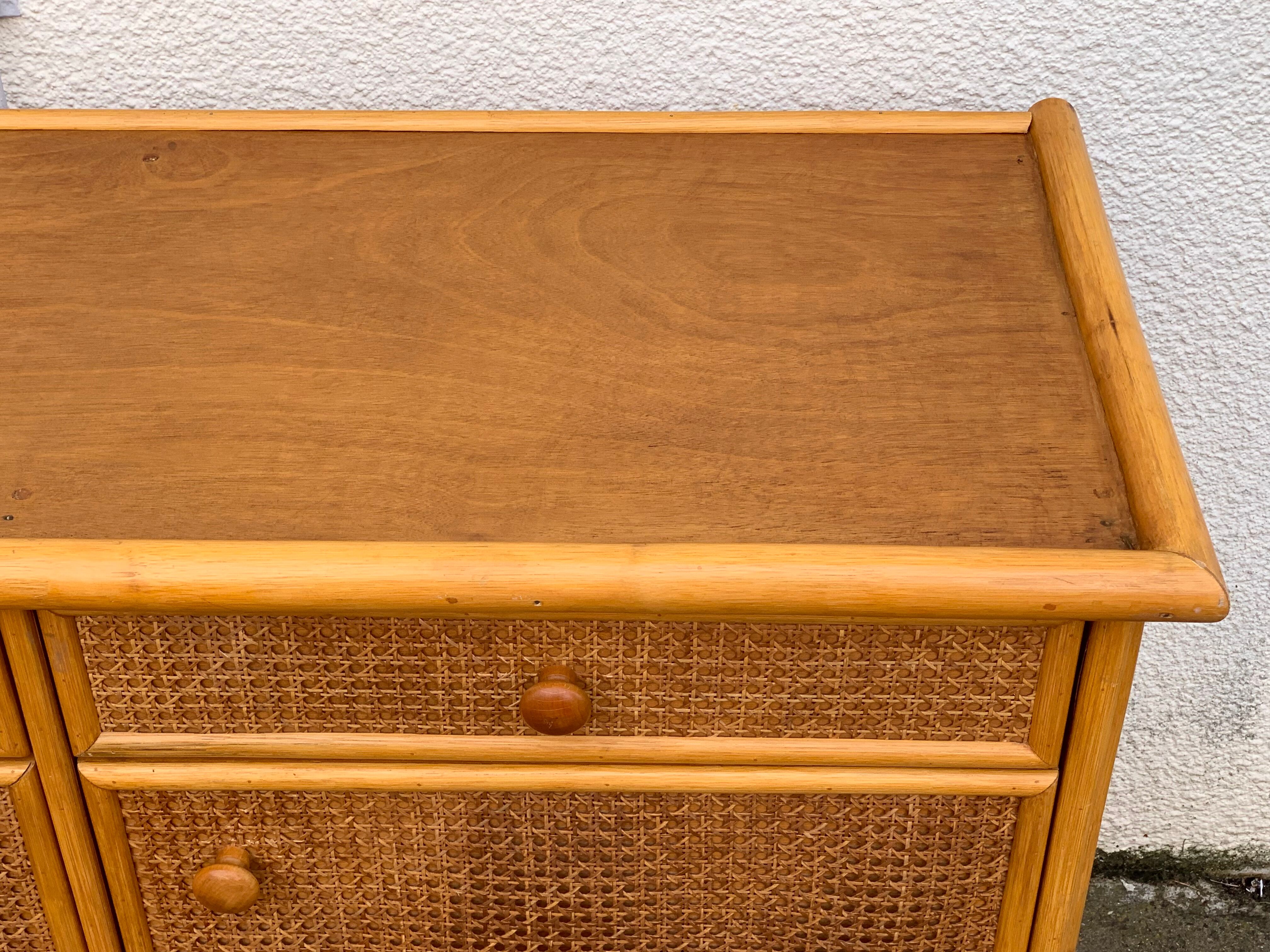 Vintage buffet in bamboo and cannage 1970