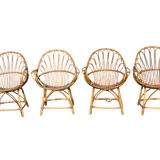 Set of 4 rattan armchairs from the 1960s, France.