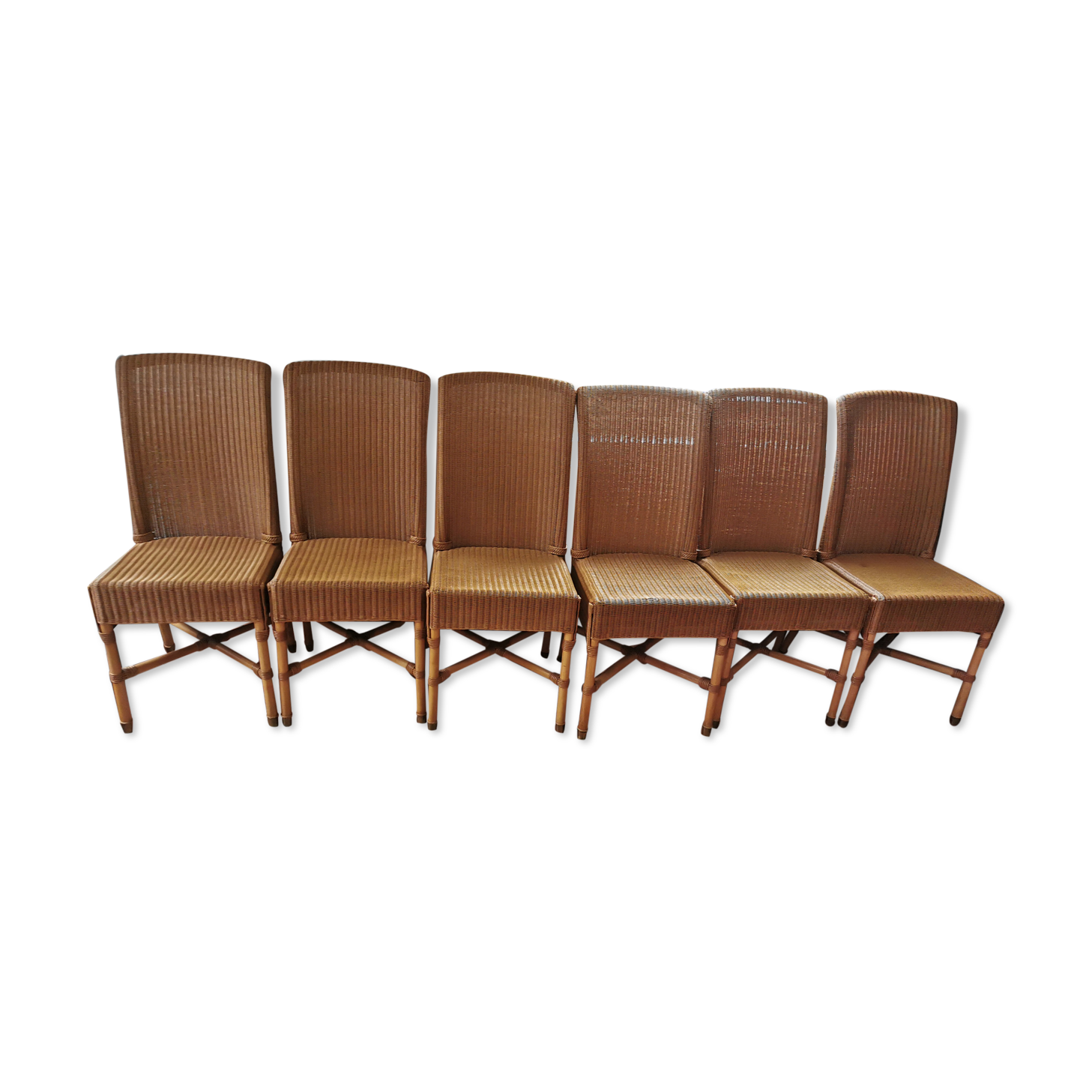 6 chairs Vincent Schepard Lloyd Loom vintage