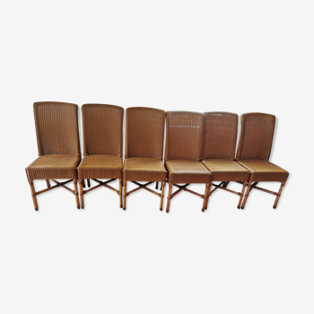 6 chairs Vincent Schepard Lloyd Loom vintage