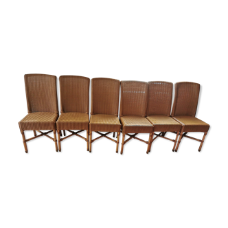 6 chaises Vincent Schepard Lloyd Loom vintage