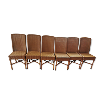 6 chairs Vincent Schepard Lloyd Loom vintage