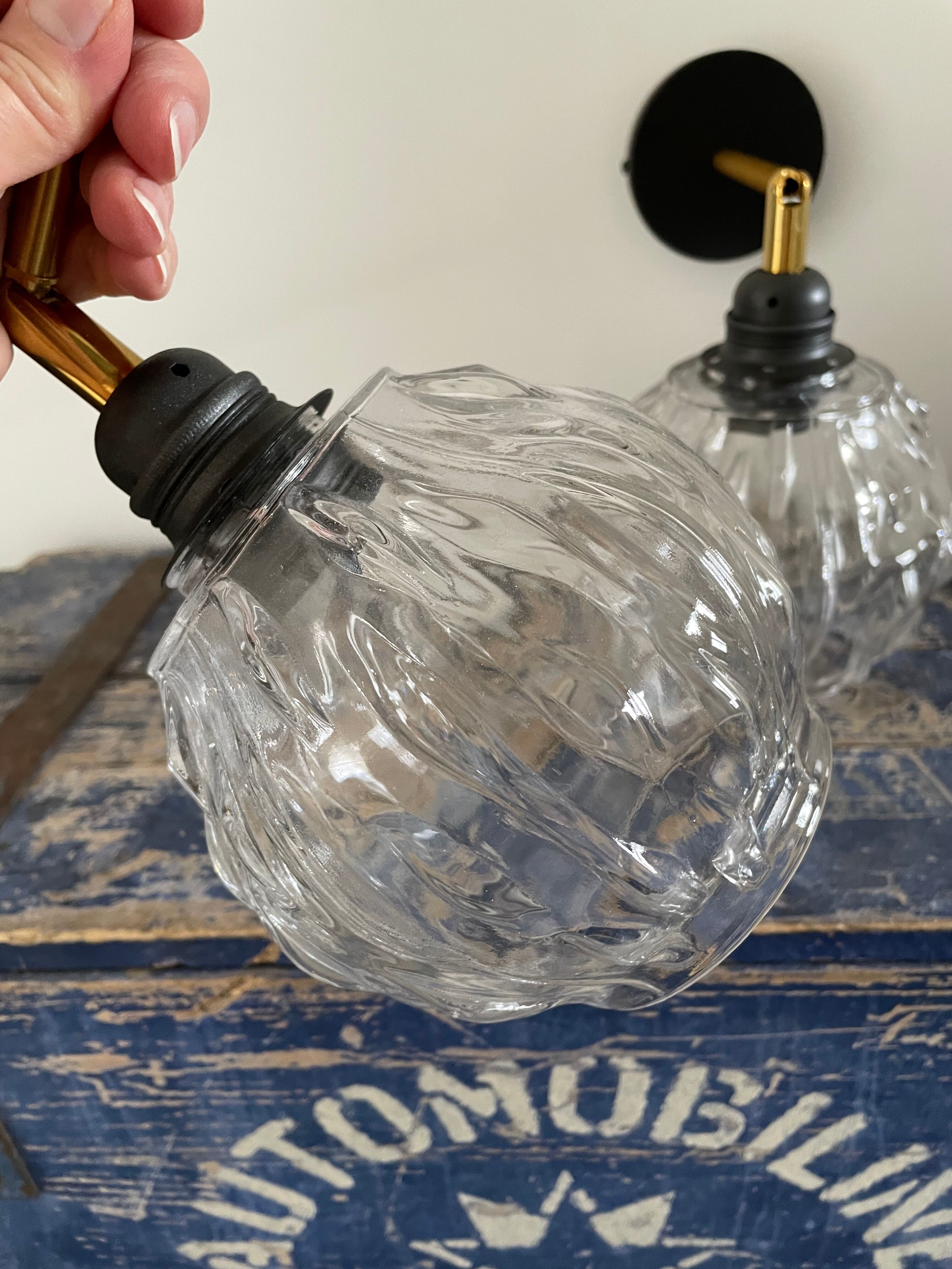 Paire d’appliques murales globe boule vintage