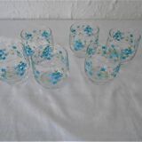6 glasses veronica blue flowers Arcopal Arcoroc