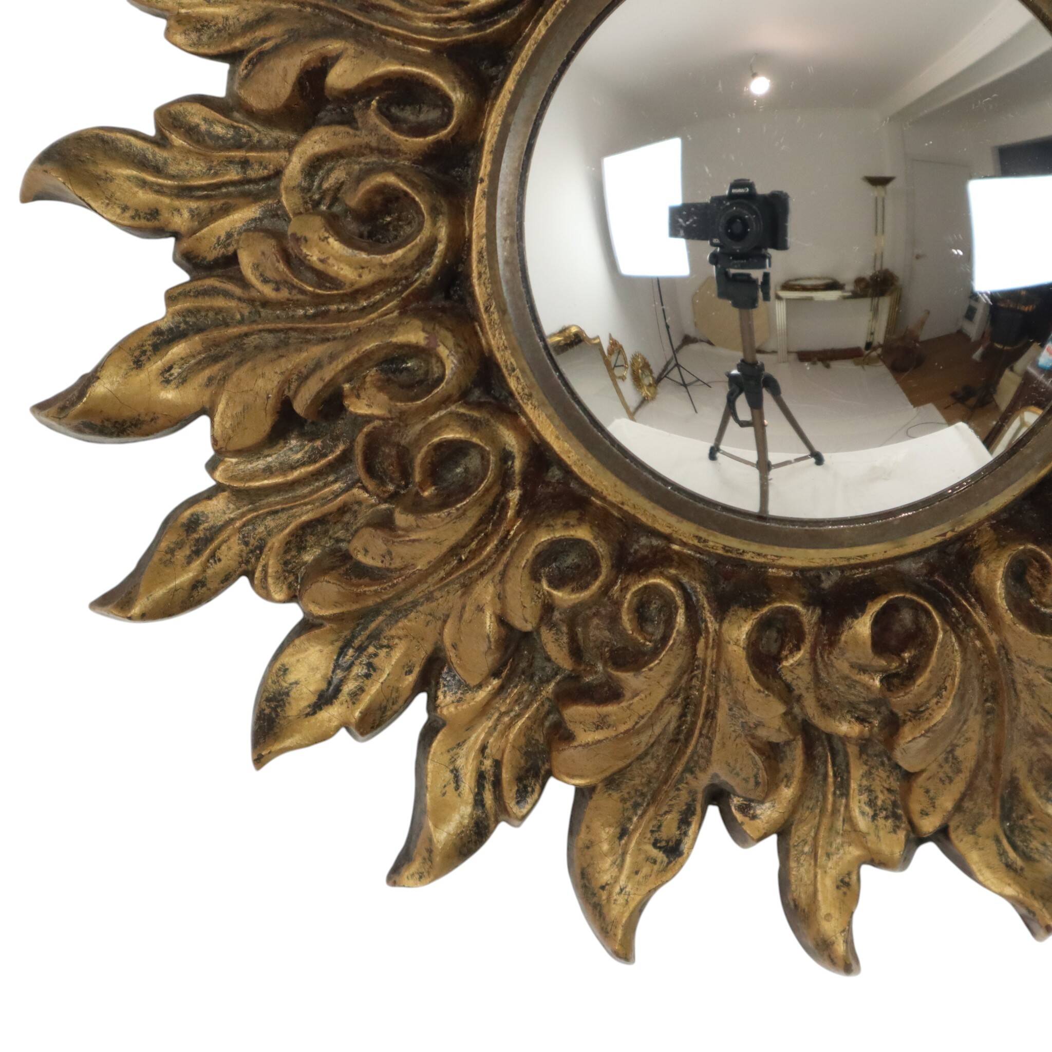 Petit miroir ensoleillé italien, style rococo, 24 cm
