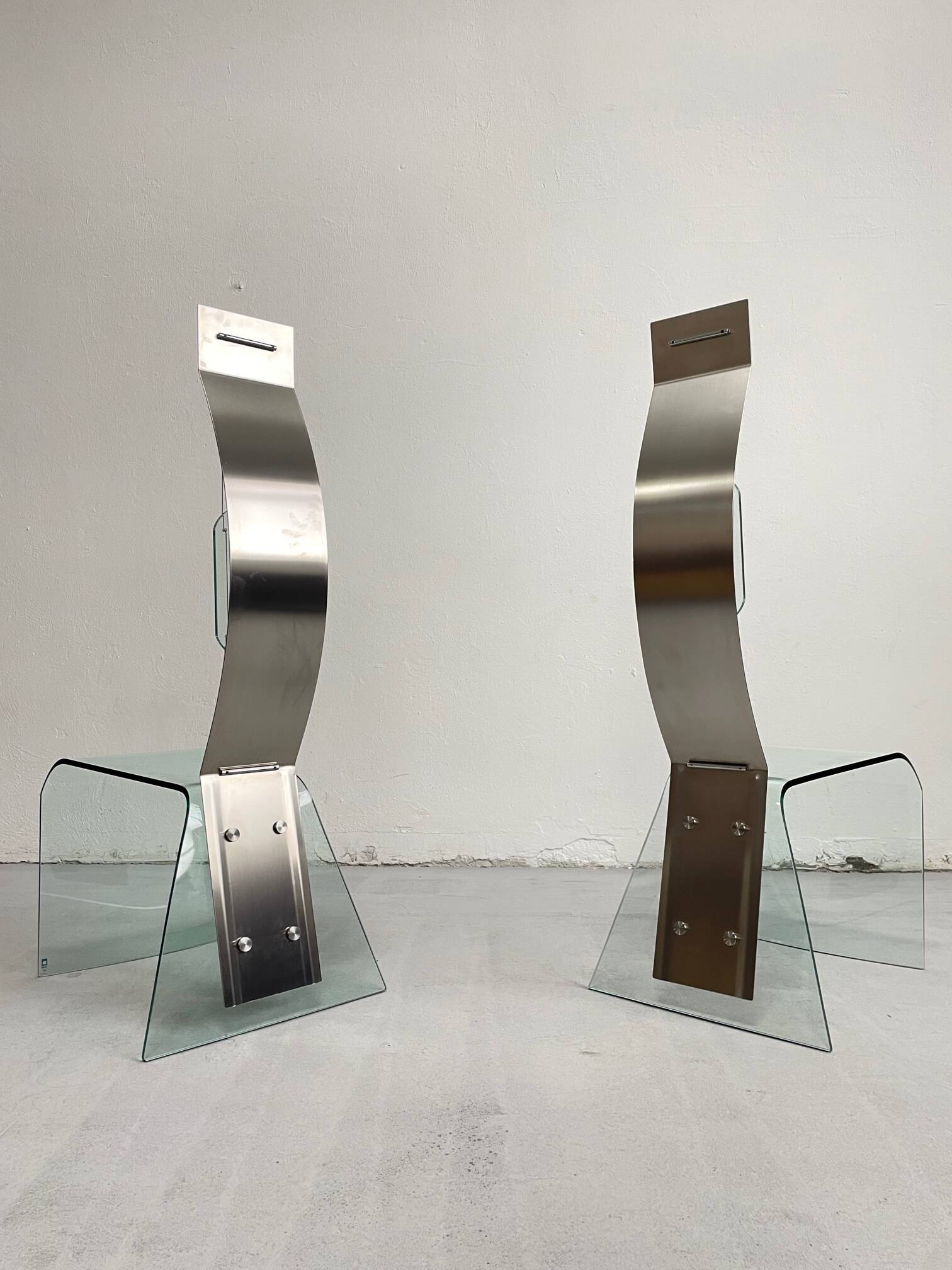 Chaise sculpturale Zero de Marco Baldanello, verre et acier, Italie, années 1990