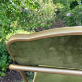 Set of 4 vintage folding armchairs in green velvet