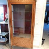 Large showcase 1 door in Louis XVI style marquetry