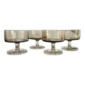 4 cups in smoked glass LUMINARC France