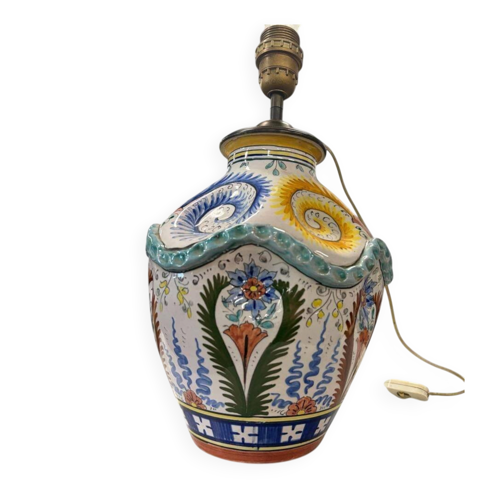 Vintage table lamp in Italian ceramic / Faience lamp