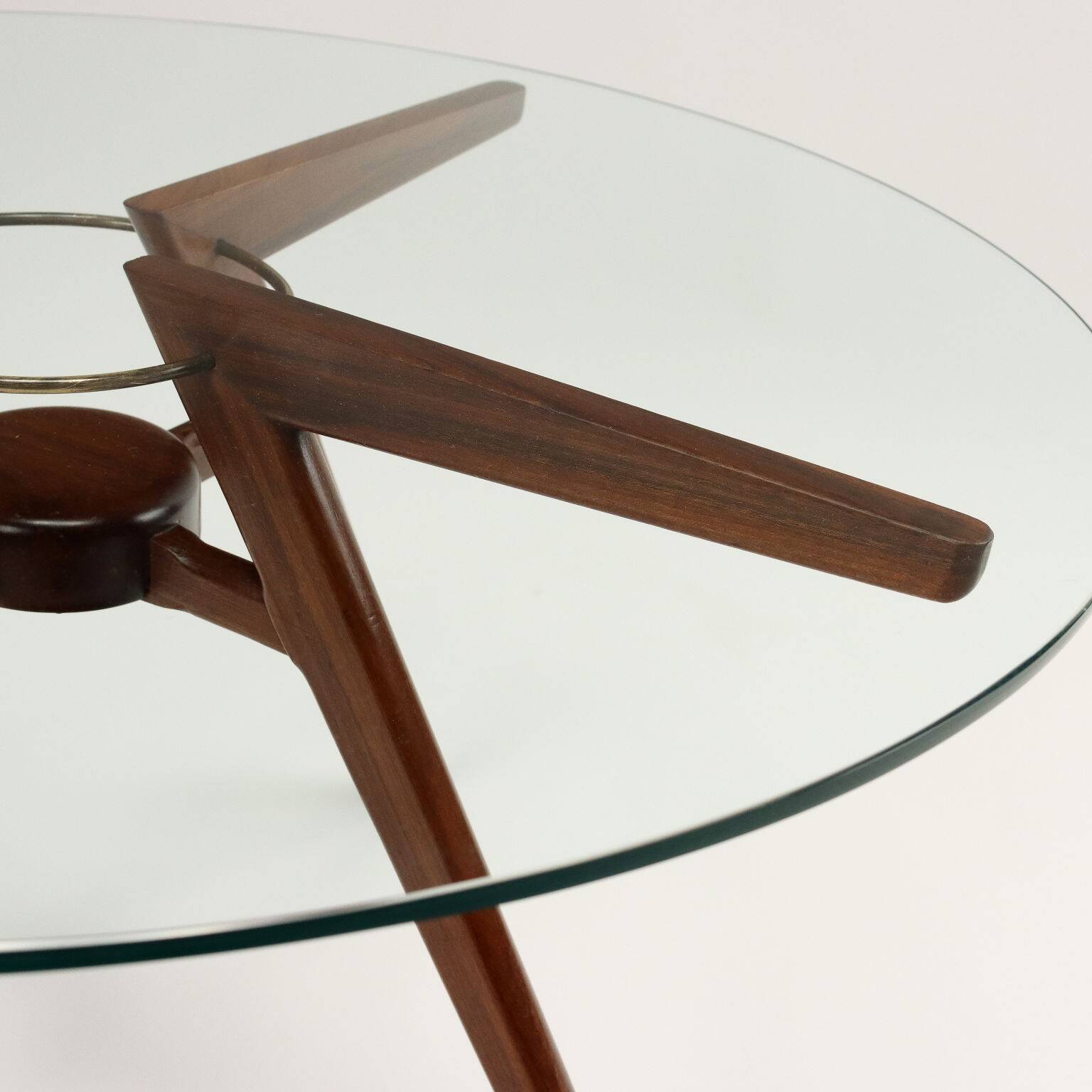 Vintage coffee table in beech and glass Argentina 1950s