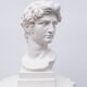Head David in white plaster Roman Greek sculpture