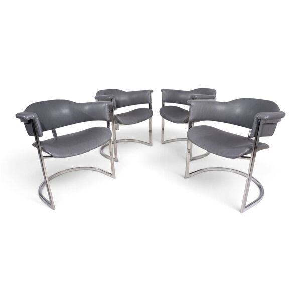 Ensemble de 4 chaises de salle à manger par Vittorio Introini pour Mario Sabot, 1970